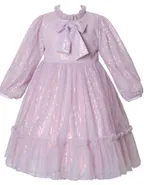 Allovin Toddler Girl A-line Long Sleeve Princess Sequin Tulle Dress for Party
