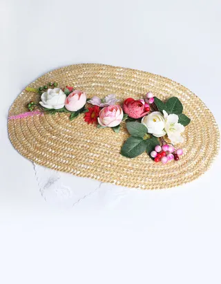 Allovin Toddler Girls Flower Decor Straw Hat