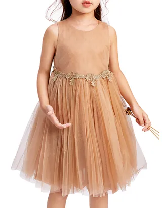 Allovin Toddler Girl A-Line Sleeveless Boho Ball Gown Tulle Dress