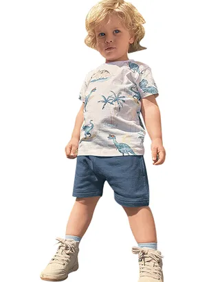 Toddler Boys Supersoft Dinosaur Ptinted Jersey T-Shirt & Pants Set