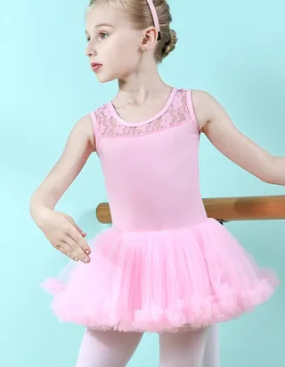 Allovin Sleeveless Tutu Lace Ballet Leotard