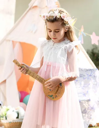 Allovin Lace Trim Tulle Cape Fairy Costume