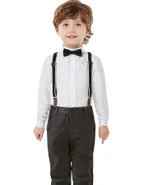 Toddler Boys Bow Tie Button Up Shirt & Suspender Pants
