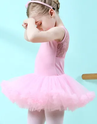 Allovin Sleeveless Tutu Lace Ballet Leotard