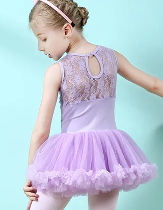 Allovin Sleeveless Tutu Lace Ballet Leotard