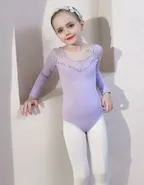 Allovin Long Sleeve Tutu Lace Ballet Leotard Dance Dress