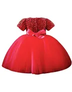 Toddler Girl Short Sleeve Sequins Flower Dress