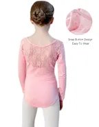 Allovin Long Sleeve Tutu Lace Ballet Leotard Dance Dress