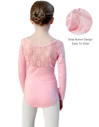 Allovin Long Sleeve Tutu Lace Ballet Leotard Dance Dress
