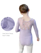 Allovin Long Sleeve Tutu Lace Ballet Leotard Dance Dress