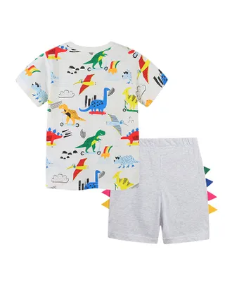 Toddler Boys Supersoft Dinosaur Printed Jersey T-Shirt & Pants Set