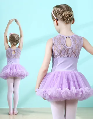 Allovin Sleeveless Tutu Lace Ballet Leotard