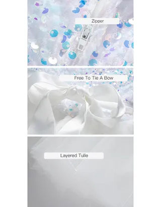 Toddler Girl Short Sleeve Sequins Flower Dress