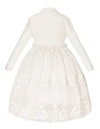 Allovin Junior Girl Long Sleeve Lace Sundress Decorated Knitted Sweater Tulle Dress