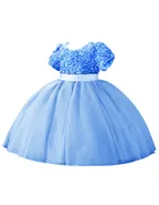Toddler Girl Short Sleeve Sequins Flower Dress