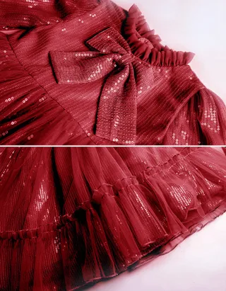 Allovin Toddler Girl A-line Long Sleeve Princess Sequin Tulle Dress for Party