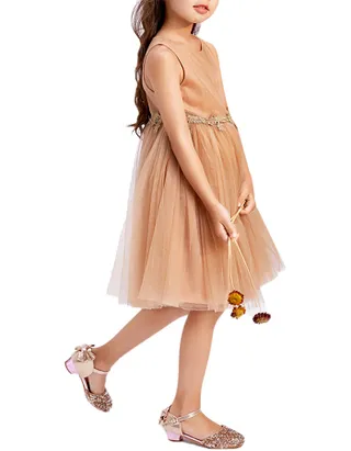 Allovin Toddler Girl A-Line Sleeveless Boho Ball Gown Tulle Dress