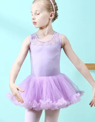 Allovin Sleeveless Tutu Lace Ballet Leotard