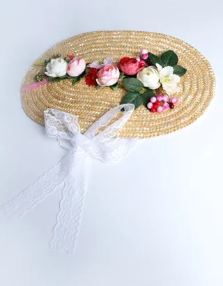 Allovin Toddler Girls Flower Decor Straw Hat