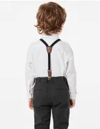 Toddler Boys Bow Tie Button Up Shirt & Suspender Pants
