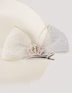 Allovin Toddler Girls Rhinestone Crown Decor Bow Hairpin