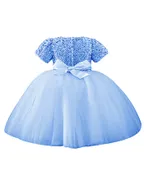 Toddler Girl Short Sleeve Sequins Flower Dress