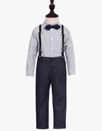 Toddler Boys Bow Tie Button Up Long Sleeve Shirt & Suspender Pants