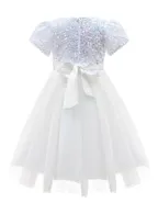 Toddler Girl Short Sleeve Sequins Flower Dress