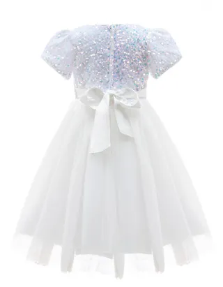 Toddler Girl Short Sleeve Sequins Flower Dress