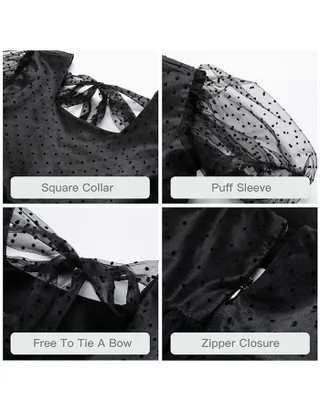 Little Girl Puffy Sleeve Princess Pageant Lace Tulle Vintage Dress