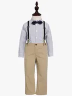 Toddler Boys Bow Tie Button Up Long Sleeve Shirt & Suspender Pants