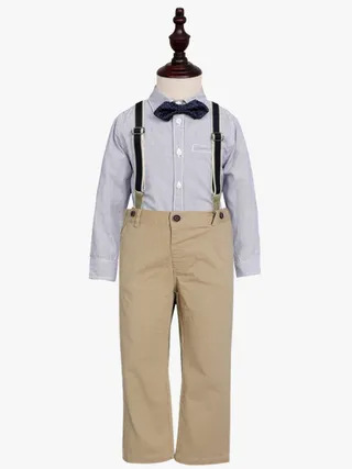 Toddler Boys Bow Tie Button Up Long Sleeve Shirt & Suspender Pants