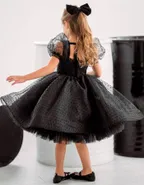 Little Girl Puffy Sleeve Princess Pageant Lace Tulle Vintage Dress