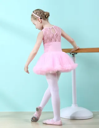 Allovin Sleeveless Tutu Lace Ballet Leotard