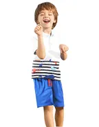 Toddler Boys Supersoft Happy Sea Life Ptinted Jersey Polo Shirt & Pants Set
