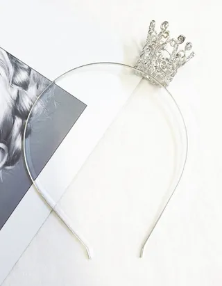 Allovin Rhinestone Crown & Letter Decor Headband