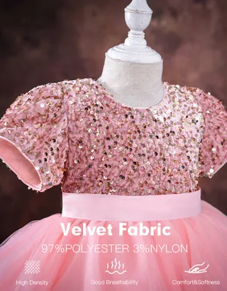 Toddler Girl Short Sleeve Sequins Flower Dress