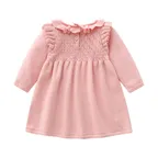 ALLOVIN Toddler Girls Ruffle Trim Knit Sweater Dress
