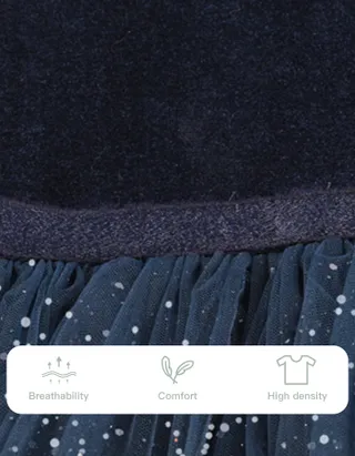 ALLOVIN Toddler Girls Round Neck Velvet Tulle Dress