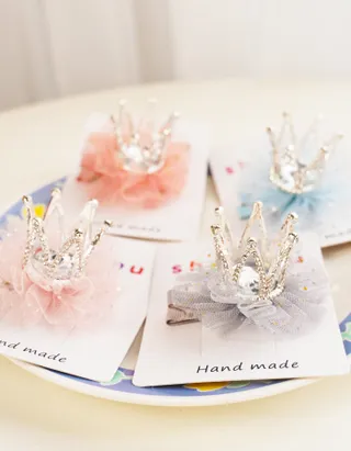 Allovin Toddler Girls Rhinestone Crown Decor Hairpin