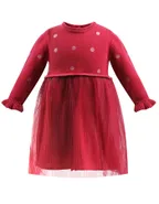 ALLOVIN Red Long Sleeve Burgundy Dress