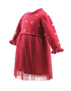 ALLOVIN Red Long Sleeve Burgundy Dress