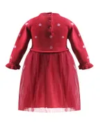 ALLOVIN Red Long Sleeve Burgundy Dress