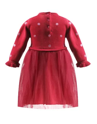 ALLOVIN Red Long Sleeve Burgundy Dress