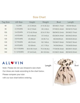 ALLOVIN Toddler Girl 3D-Butterfly Embroidered Lace Dress